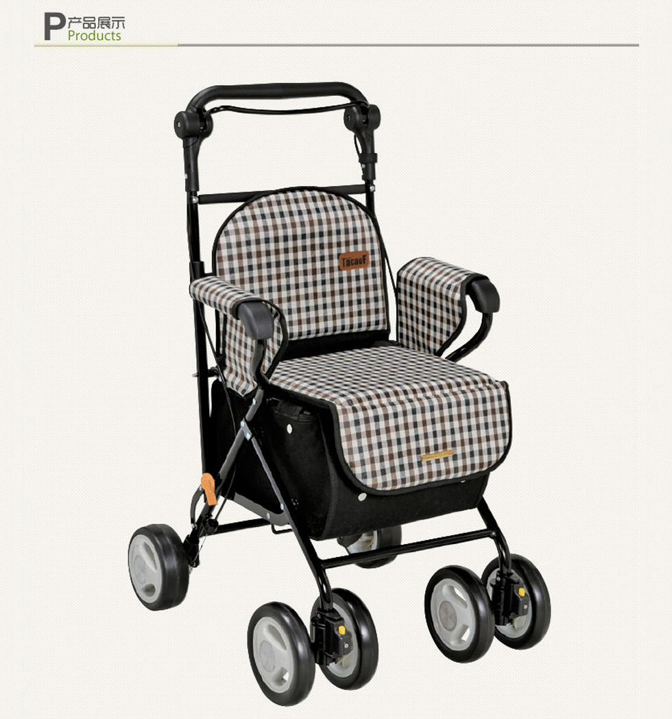 子聞 老年購物車買菜車爬樓手推車 白色不帶腳踏