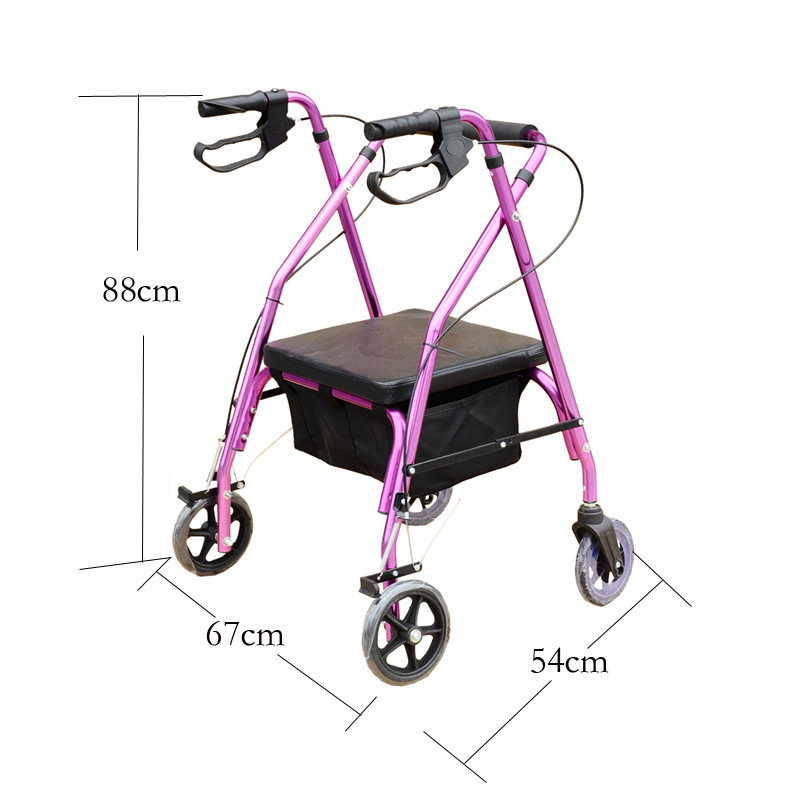 老年人手推車折疊輕便代步車鋁合金買菜購物車四輪助行器帶座